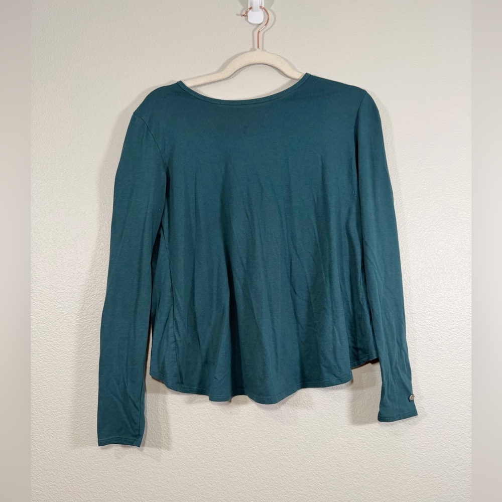 Fabletics Shirt Green Teal Long Sleeve Top Open Back Breathable Athletic Women S